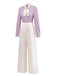 [Pre-Sale] Lavender 1930s Puff Sleeve Bow Tie Neck Jumpsuit