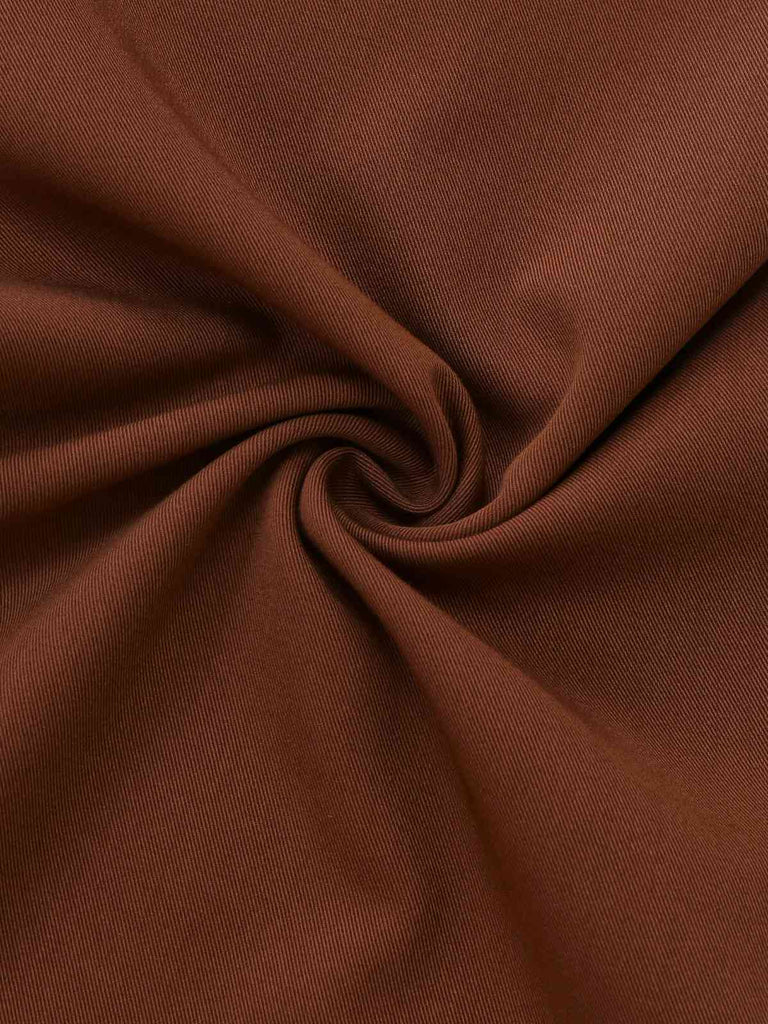 [Pre-Sale] Khaki 1940s Colorblock Ruffled Lapel Jumpsuit