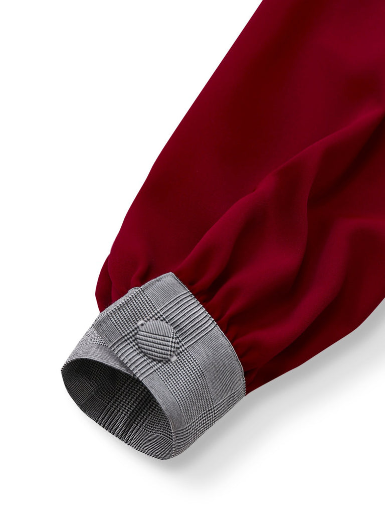 [Pre-Sale] [Plus Size] Gray 1960s Glen Plaid Irregular Collar Dress