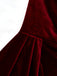 Wine Red 1930s Velvet Ruffled Hem Dress