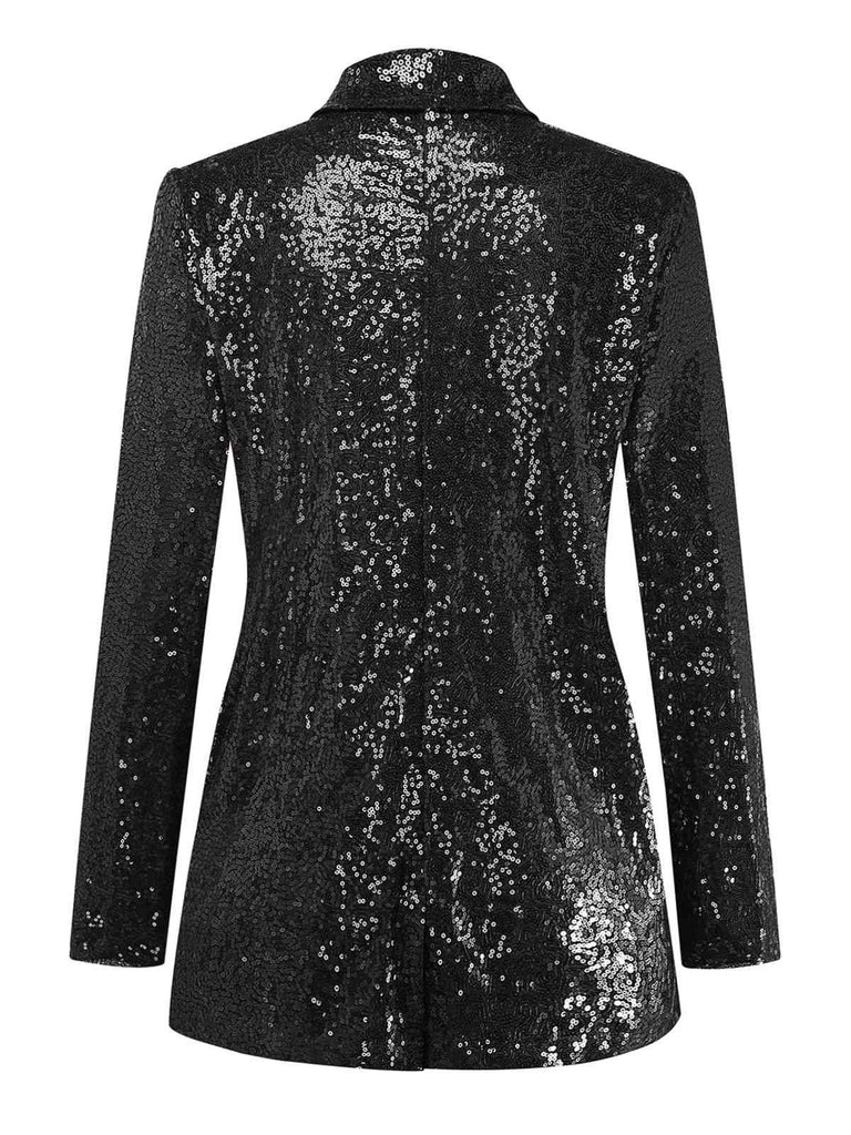 1970s Sequined Lapel Long Sleeve Jacket