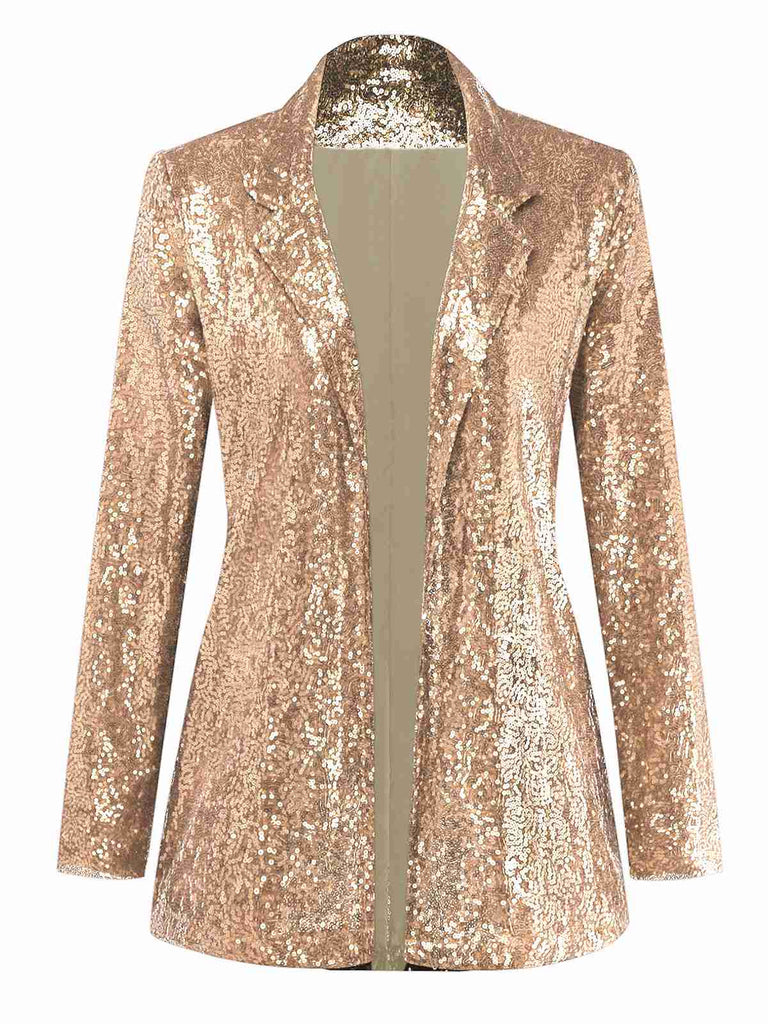 1970s Sequined Lapel Long Sleeve Jacket