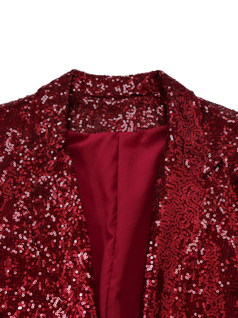 1970s Sequined Lapel Long Sleeve Jacket