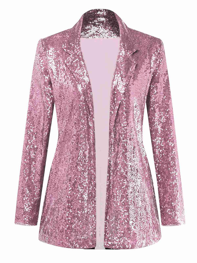 1970s Sequined Lapel Long Sleeve Jacket