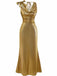 Gold 1930s Metallic Textured Bow Cowl Neck Dress