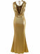 Gold 1930s Metallic Textured Bow Cowl Neck Dress