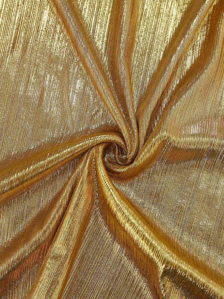 Gold 1930s Metallic Textured Bow Cowl Neck Dress