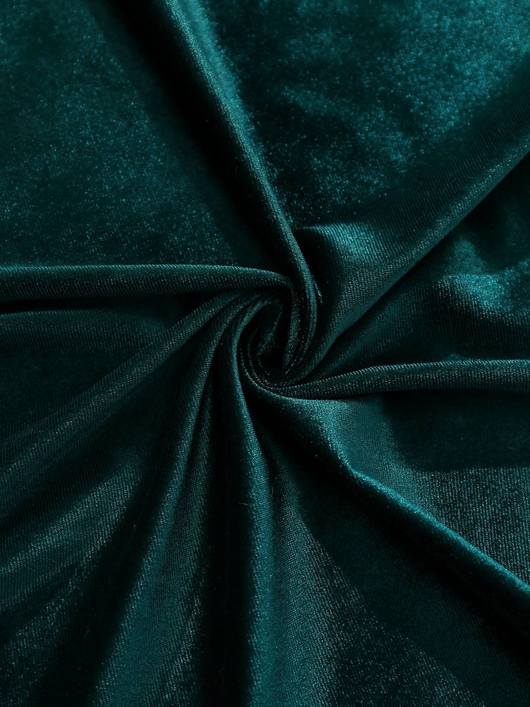 1930s Velvet Off-Shoulder Ruched Side-Slit Dress