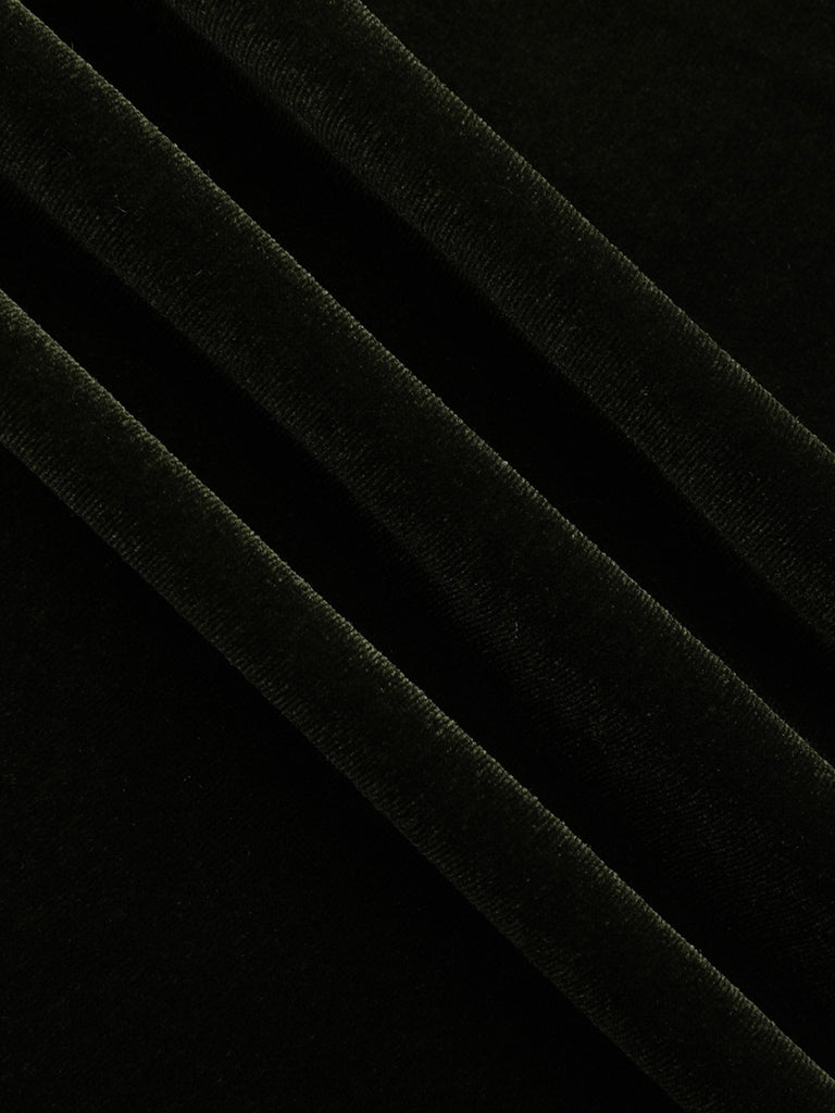 Green 1940s Velvet Deep-V Puff Sleeve Ruched Dress