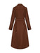 Brown 1930s Notched Collar Faux-Wool Long Coat