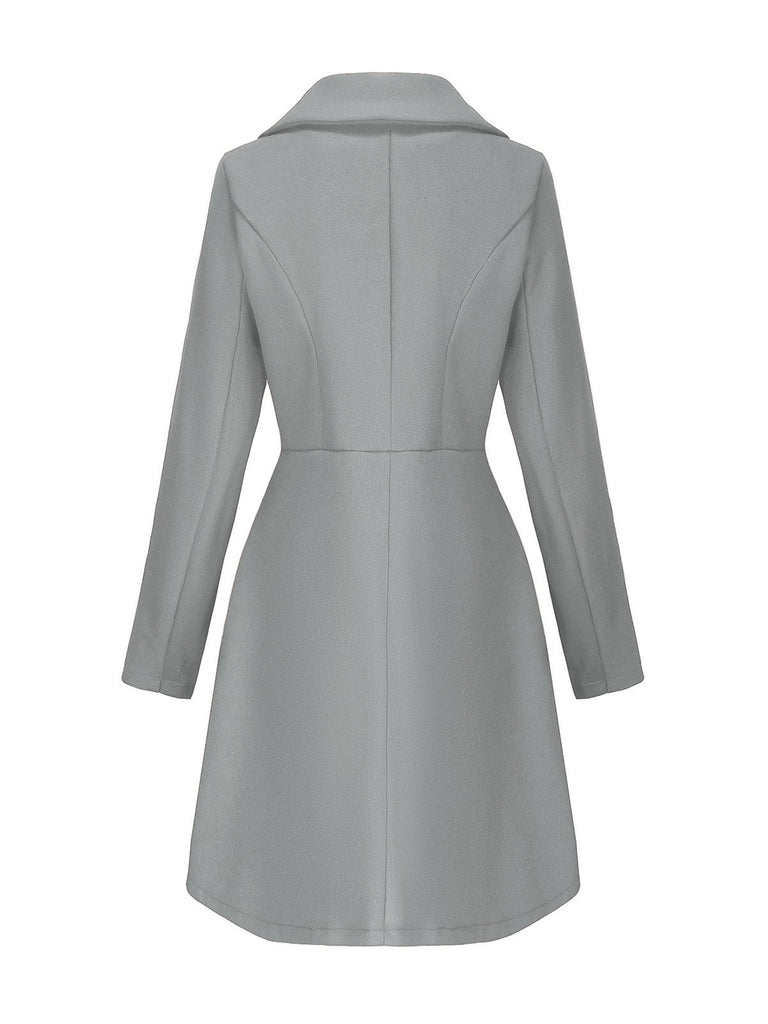 1940s Solid Faux Wool Wide Lapel Swing Coat