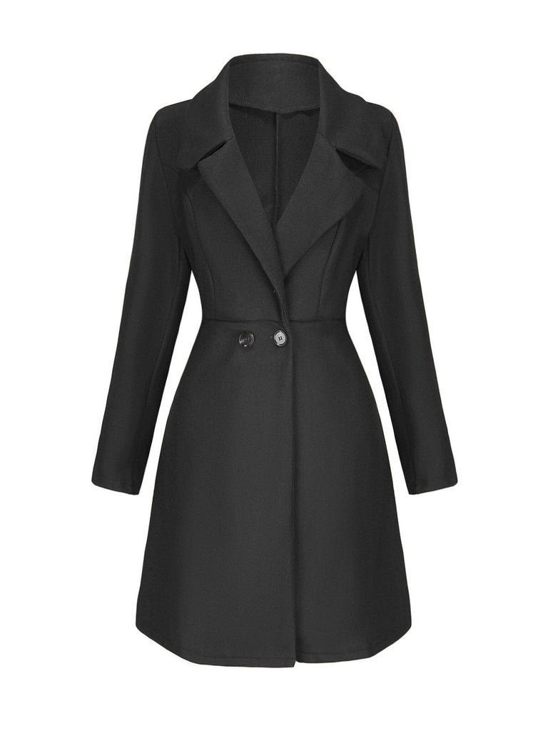 1940s Solid Faux Wool Wide Lapel Swing Coat