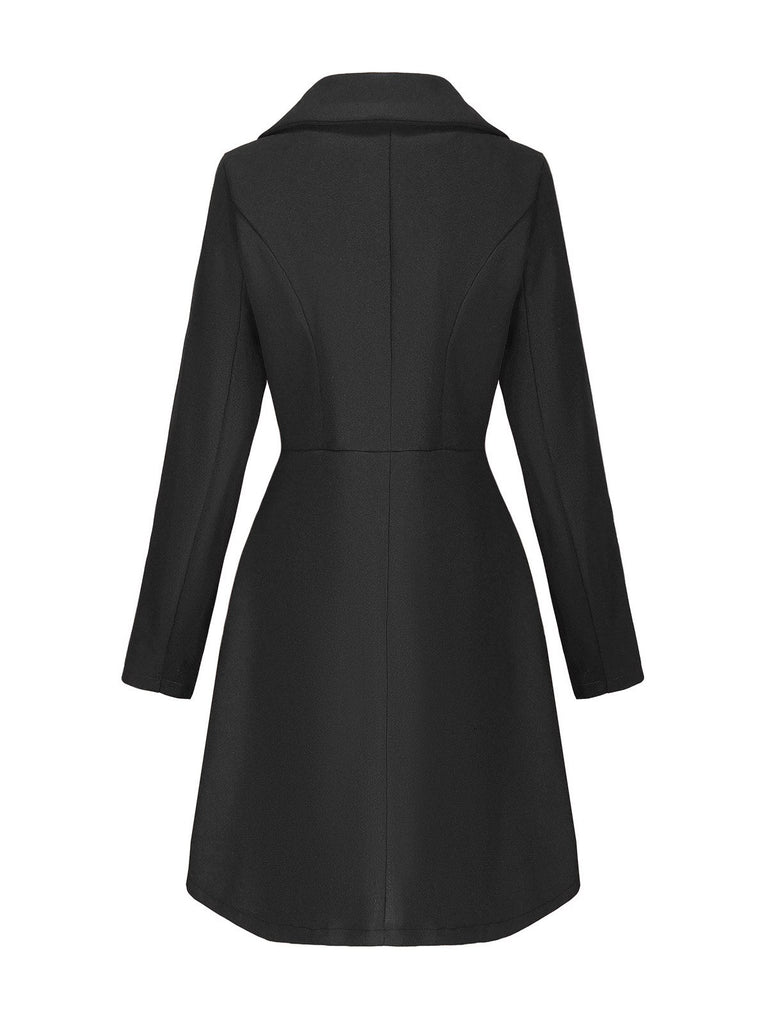 1940s Solid Faux Wool Wide Lapel Swing Coat