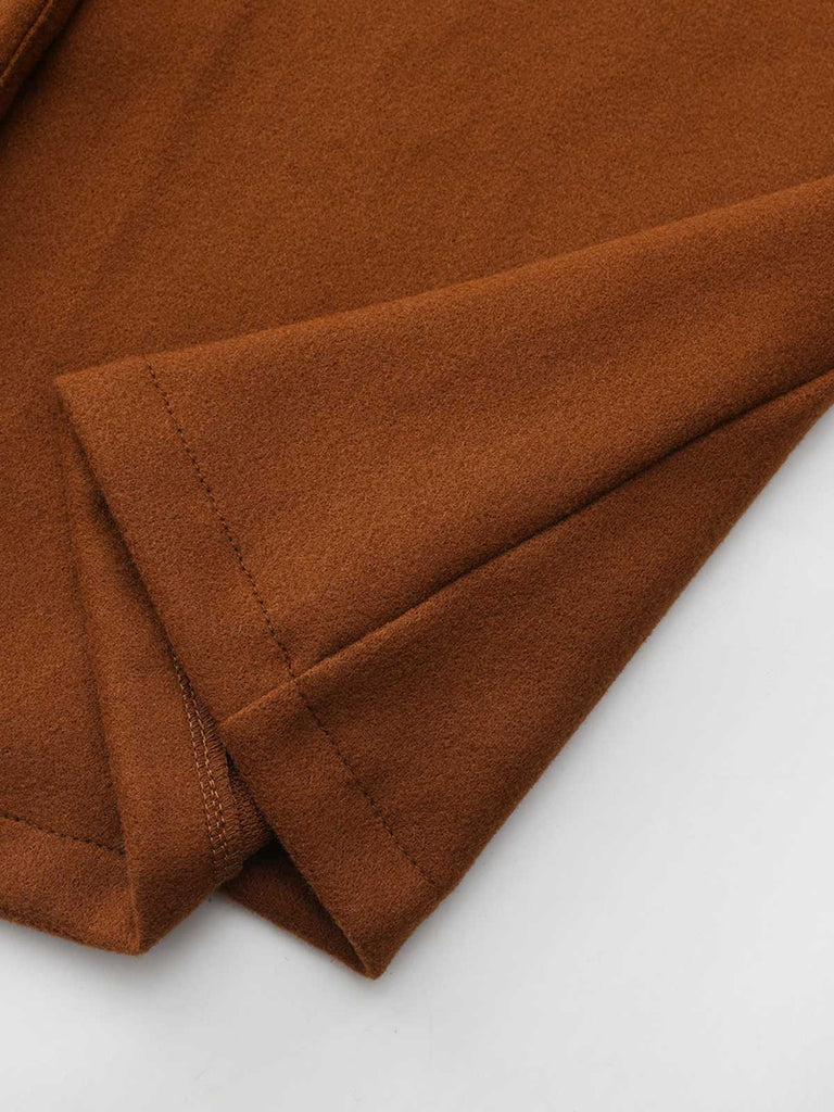 1940s Solid Faux Wool Wide Lapel Swing Coat