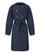 Blue 1940s Double-Breasted Round Neck Trench Coat