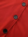 Red 1940s Diagonal Button Stand Collar Coat