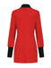 Red 1940s Diagonal Button Stand Collar Coat