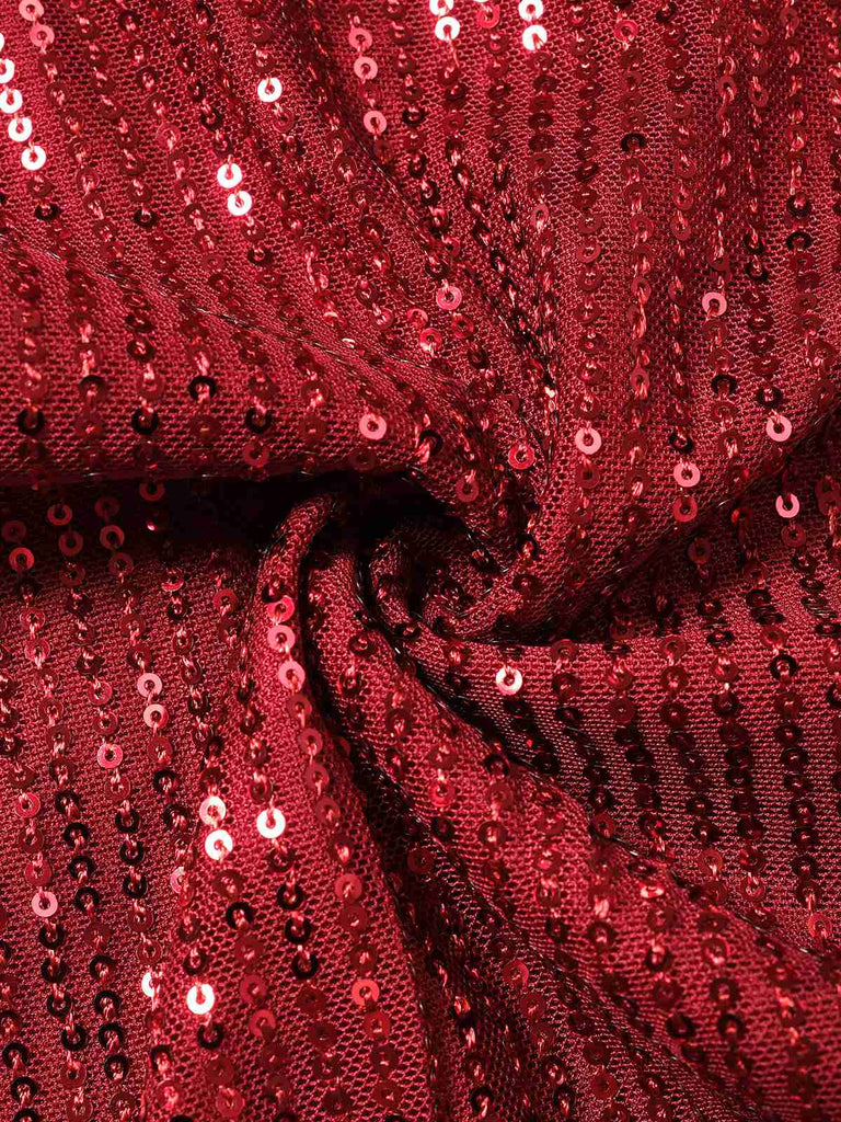 1950s Solid Feather Sequin Patchwork Strapless Jumpsuit