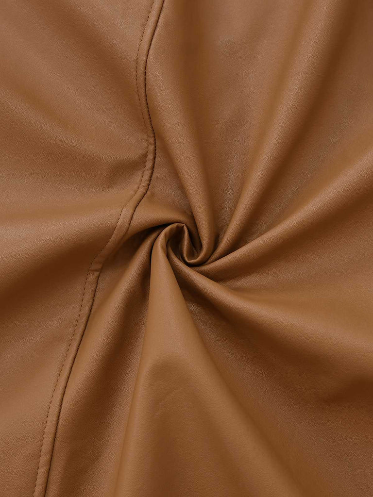 1940s Contrasted Faux Sherpa Fleece Lapel Long Coat