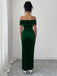 1980s Solid Velvet Off-Shoulder Midi Dress