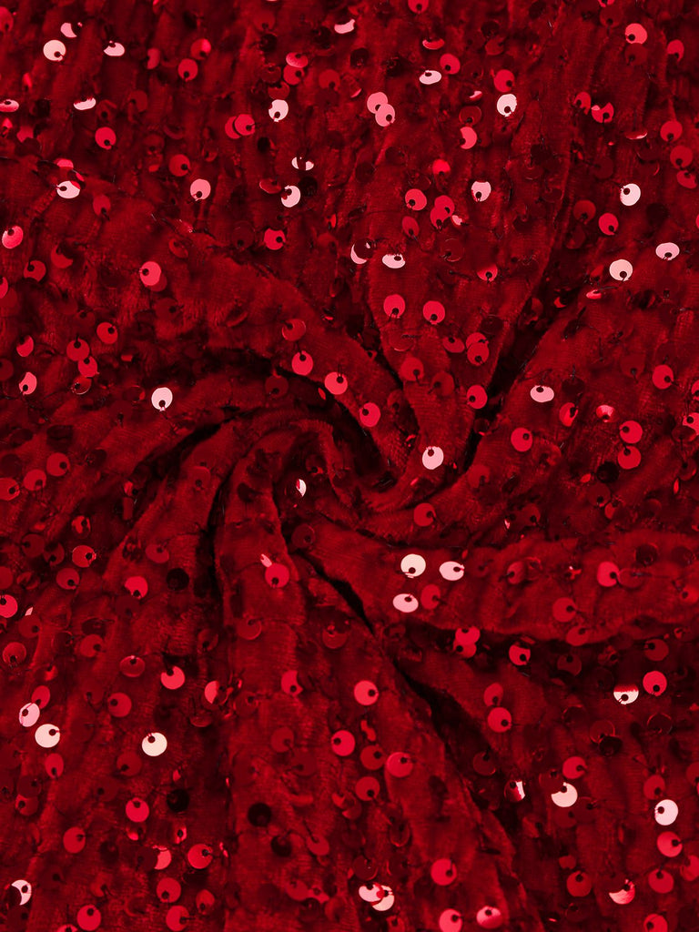 Red 1930s Sequined One-Shoulder Slit Bodycon Dress