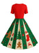 [Pre-Sale] Red & Green 1950s Christmas Snowflake Swing Dress