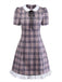 [Pre-Sale] Pink 1960s Peter Pan Collar Plaid Ruffle Hem Dress