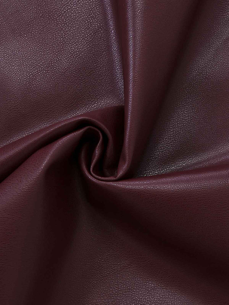 [Pre-Sale] Wine Red 1940s Tie Neck Leather Patchwork Dress