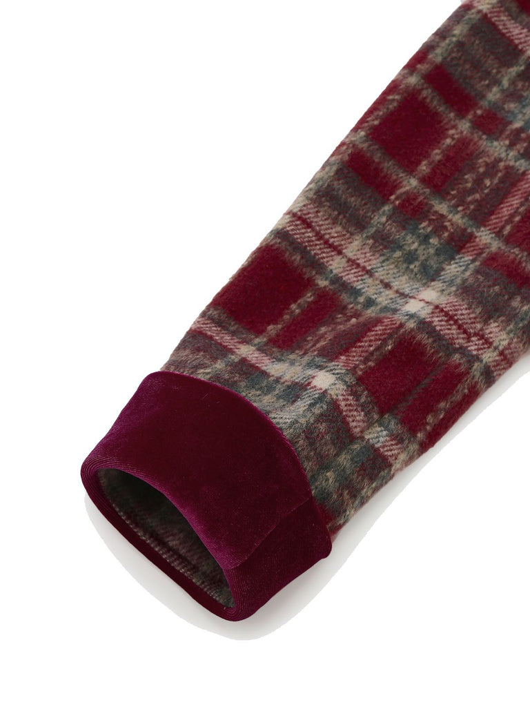 [Pre-Sale] Red 1940s Brushed Plaid Velvet Patchwork Jacket
