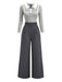 [Pre-Sale] Gray 1930s Knitted Patchwork Lace Belted Jumpsuit