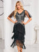 Silver 1920s Sequined Tassel Mesh Patchwork Dress