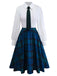 [Pre-Sale] 2PCS Dark Blue 1950s Lapel Vest & Plaid Dress