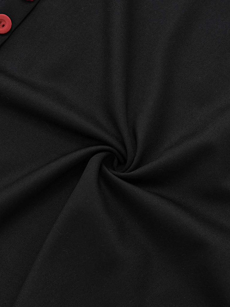 [Pre-Sale] Black & Red 1950s Sweetheart Stripe Knit Halter Dress