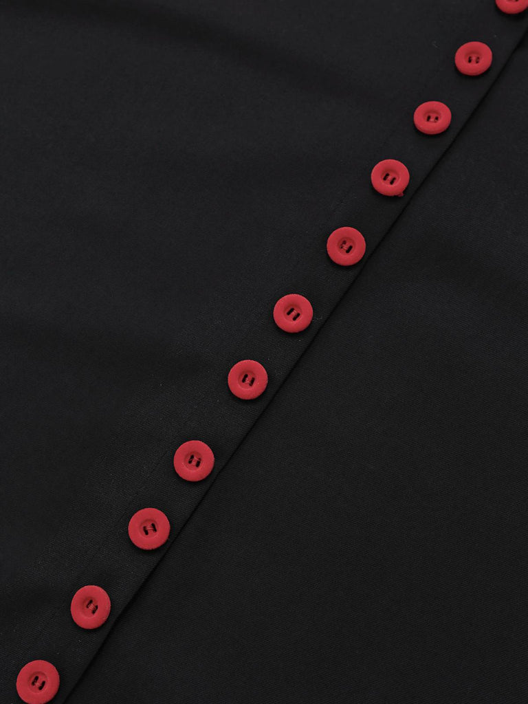 [Pre-Sale] Black & Red 1950s Sweetheart Stripe Knit Halter Dress