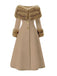 [Pre-Sale] Camel 1950s Multi-Layer Fur Collar Patchwork Coat