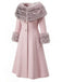 Pink 1950s Multi-Layer Fur Collar Patchwork Coat