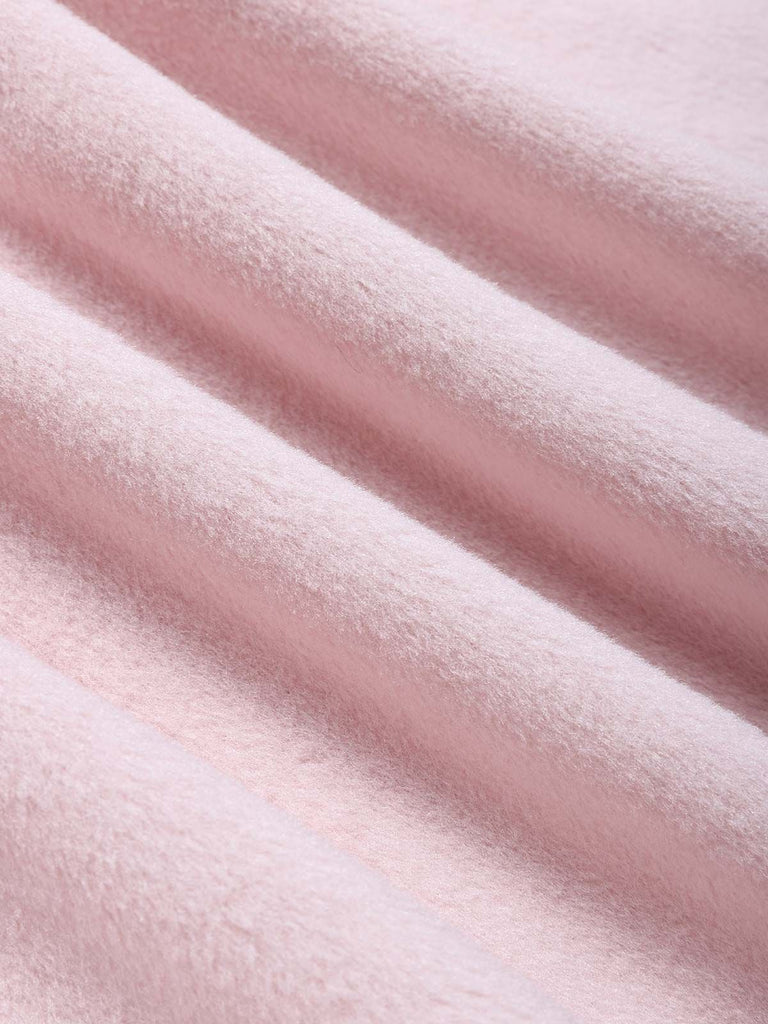 Pink 1950s Multi-Layer Fur Collar Patchwork Coat