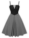 [Pre-Sale] [Plus Size] 2PCS 1940s Colorblock Pink Blouse & Gray Dress