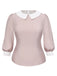 [Pre-Sale] [Plus Size] 2PCS 1940s Colorblock Pink Blouse & Gray Dress