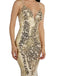 Gold 1920s Leaves Sequined Mesh Fishtail Dress