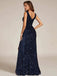 Blue 1920s Velvet Sequined High-Slit Long Dress