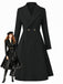 1950s Solid Notched Collar Dress Coat