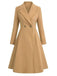 1950s Solid Notched Collar Dress Coat