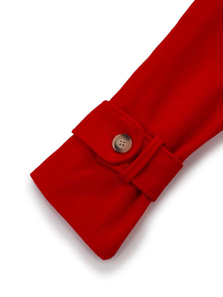 1950s Solid Double-Breasted Lapel Trench Coat