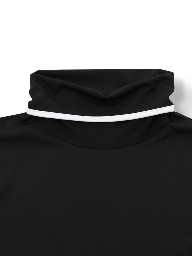 2PCS Black 1930s Binding Stand Collar Knitted Top & Wide-Leg Pants