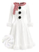 Red & White Christmas Snowman Velvet Dress