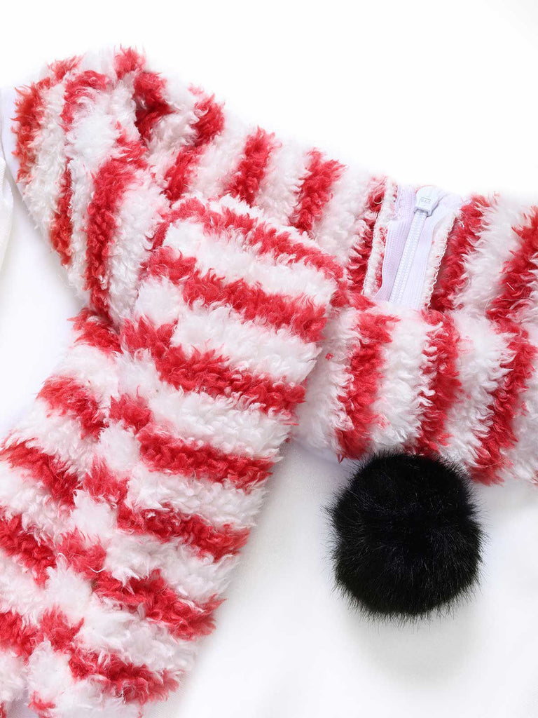 Red & White Christmas Snowman Velvet Dress