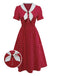 [Pre-Sale] Red 1940s Bunny Ear Knot Polka Dot Puff Dress