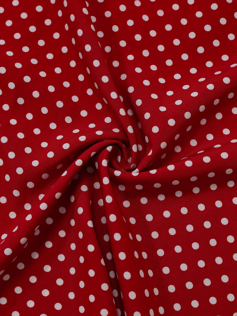 [Pre-Sale] Red 1940s Bunny Ear Knot Polka Dot Puff Dress