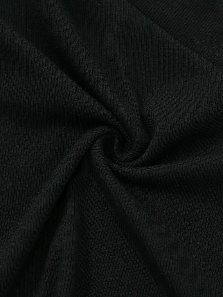 [Pre-Sale] Black 1950S V-Neck Lantern Sleeve Knitted Top